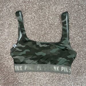 VS PINK‎ Victoria's Secret Camo Style Lightly Lined Sports Bra Size XS